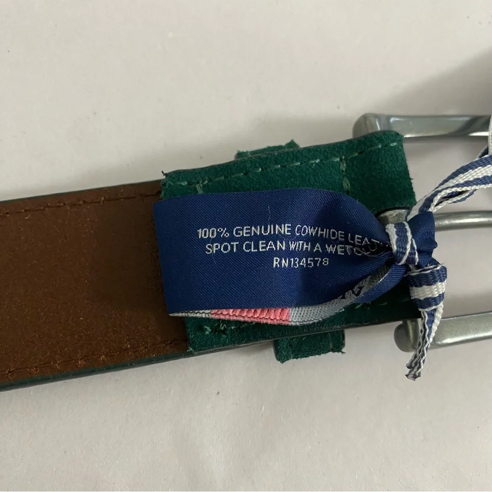 Men’s Vineyard Vines NWT 100% Genuine Cowhide Leather Forest Green Suede Belt‎